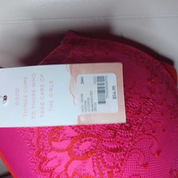 Cacique Pink and Red Lace Bra with Underwire Support - Picture 5 of 8